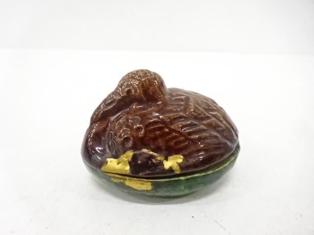 湊焼　鳥　香合(無地箱付)